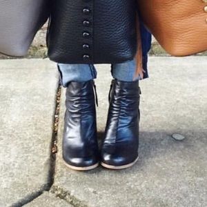 NIB Harness Block Heel Leatherette Boots